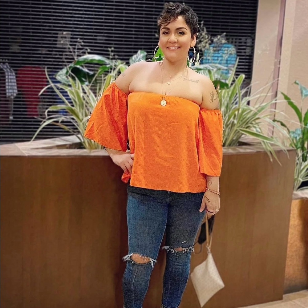 Amazon Women's Off-Shoulder Bright Orange Blouse